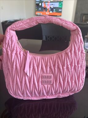 💗 Miu Miu style Wander Bag – Pink Nylon Matelassé